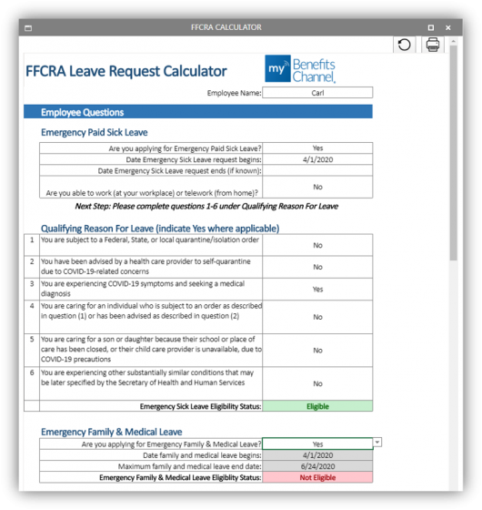 FFCRA Leave Request Online Calculator & Toolkit - 12 month subscription